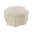 Posh Living Runrawin Linen Fabric Octagon Cocktail Ottoman in Cream/White