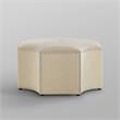 Posh Living Runrawin Linen Fabric Octagon Cocktail Ottoman in Cream/White