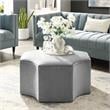 Posh Living Runrawin Linen Fabric Octagon Cocktail Ottoman in Gray