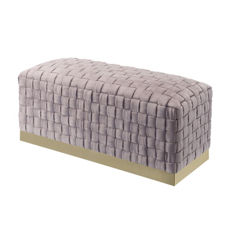 Posh Living Michirin Woven Velvet Bench in Lilac/Gold
