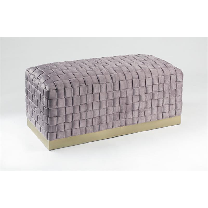 Posh Living Michirin Woven Velvet Bench in Lilac/Gold