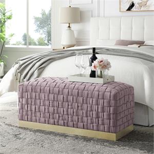 Posh Living Michirin Woven Velvet Bench in Lilac/Gold