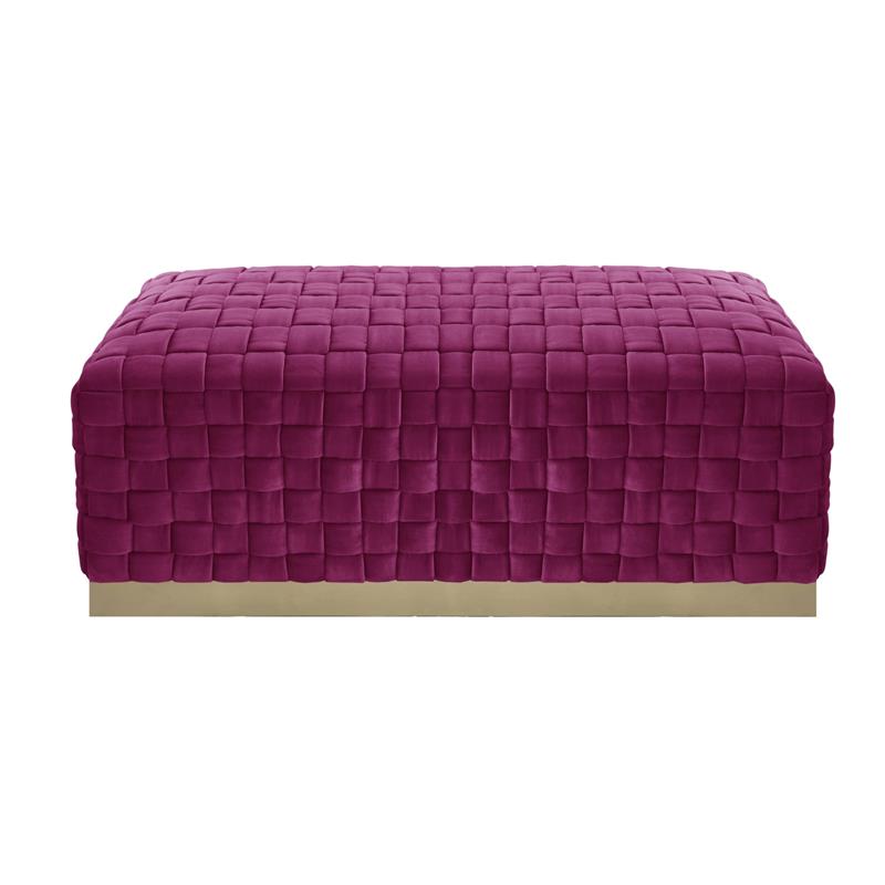 Posh Living Michirin Woven Velvet Bench in Fuchsia/Gold