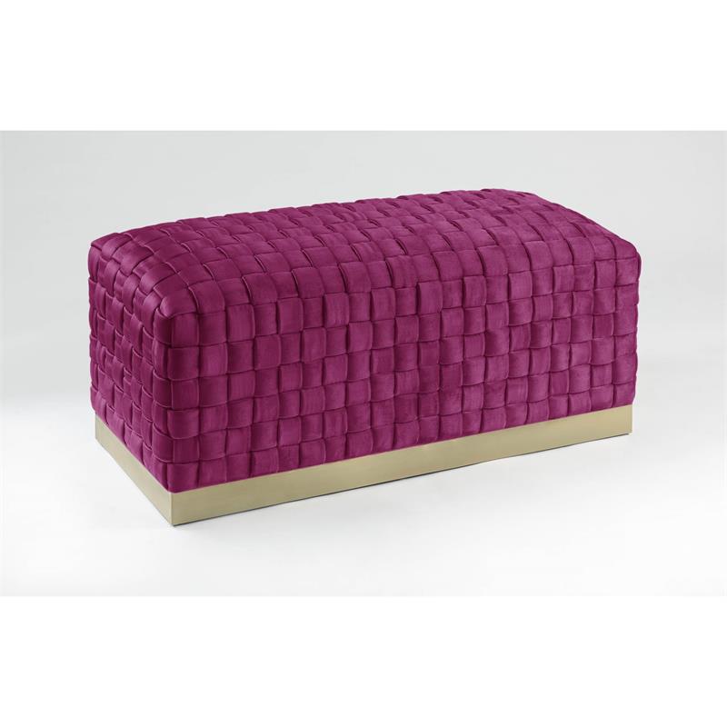 Posh Living Michirin Woven Velvet Bench in Fuchsia/Gold