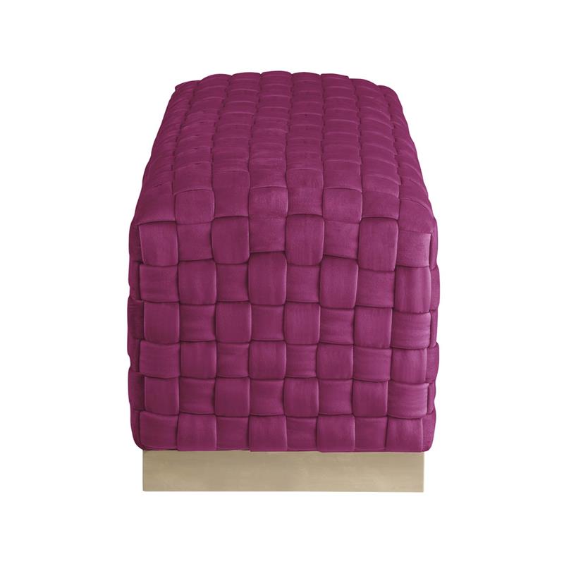 Posh Living Michirin Woven Velvet Bench in Fuchsia/Gold