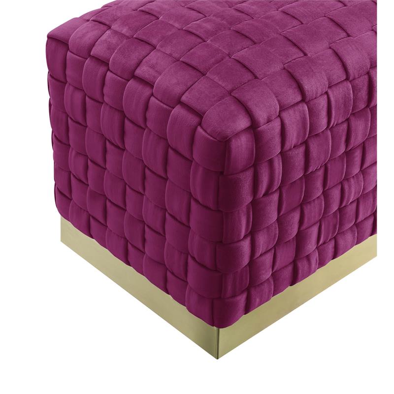 Posh Living Michirin Woven Velvet Bench in Fuchsia/Gold