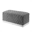 Posh Living Michirin Woven Velvet Bench in Gray/Chrome