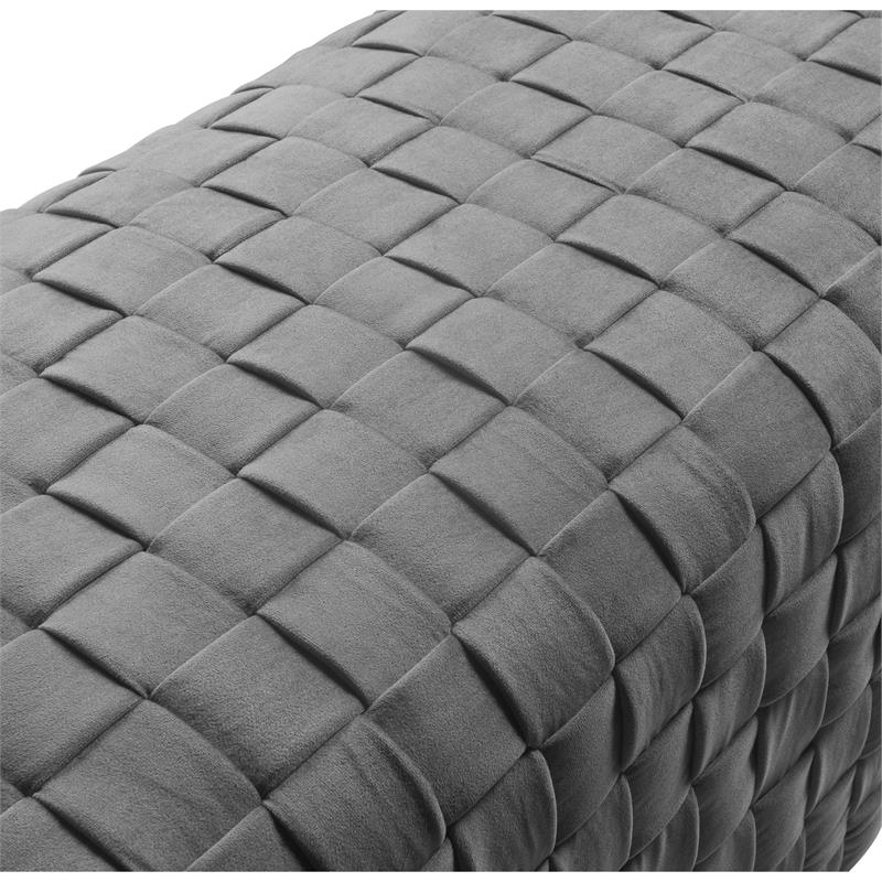 Posh Living Michirin Woven Velvet Bench in Gray/Chrome