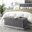 Posh Living Michirin Woven Velvet Bench in Gray/Chrome