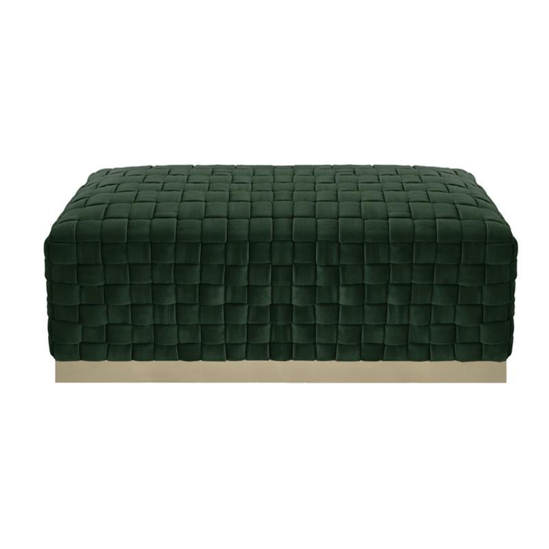Posh Living Michirin Woven Velvet Bench in Hunter Green/Gold