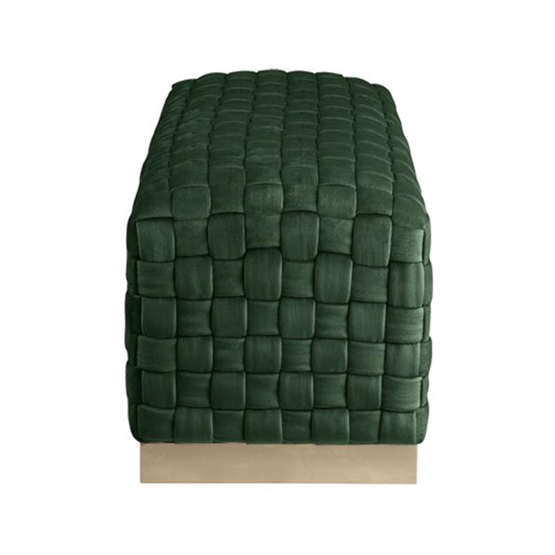 Posh Living Michirin Woven Velvet Bench in Hunter Green/Gold