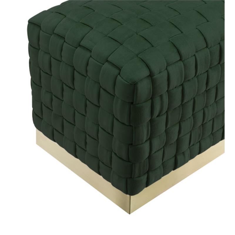 Posh Living Michirin Woven Velvet Bench in Hunter Green/Gold