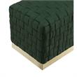 Posh Living Michirin Woven Velvet Bench in Hunter Green/Gold
