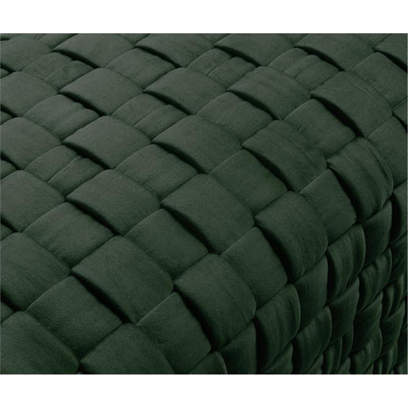 Posh Living Michirin Woven Velvet Bench in Hunter Green/Gold