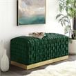 Posh Living Michirin Woven Velvet Bench in Hunter Green/Gold