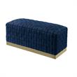 Posh Living Michirin Woven Velvet Bench in Navy/Gold