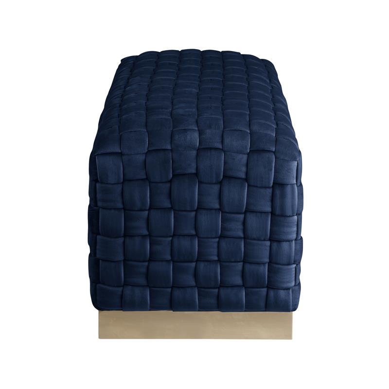 Posh Living Michirin Woven Velvet Bench in Navy/Gold
