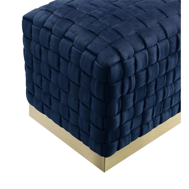 Posh Living Michirin Woven Velvet Bench in Navy/Gold