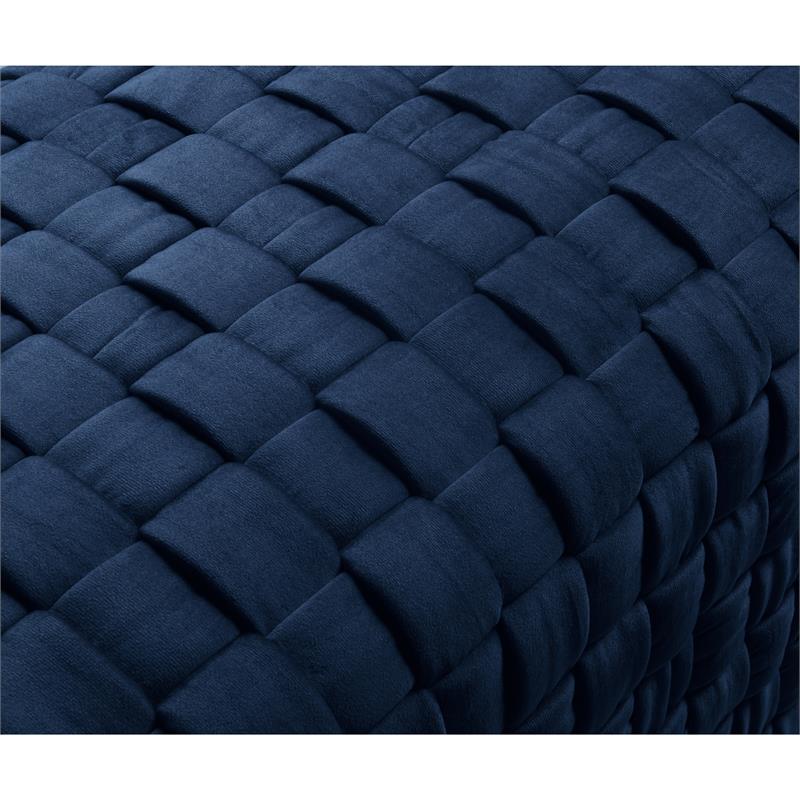 Posh Living Michirin Woven Velvet Bench in Navy/Gold