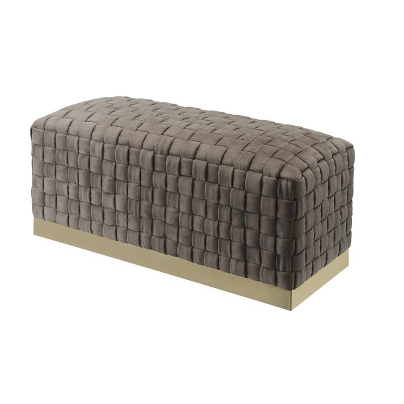 Posh Living Michirin Woven Velvet Bench in Taupe/Gold