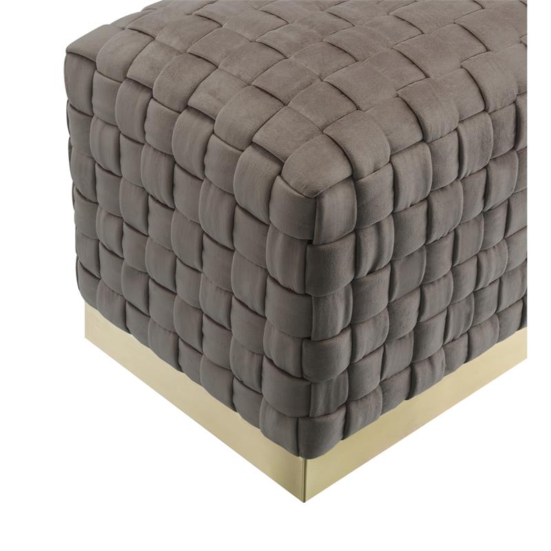 Posh Living Michirin Woven Velvet Bench in Taupe/Gold