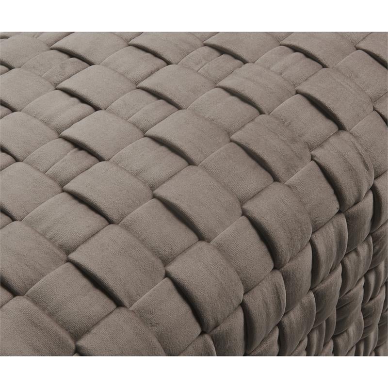 Posh Living Michirin Woven Velvet Bench in Taupe/Gold