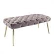 Posh Living Dia Button Tufted Velvet Bench with Metal Legs in Lilac/Gold