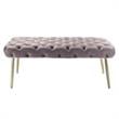 Posh Living Dia Button Tufted Velvet Bench with Metal Legs in Lilac/Gold
