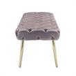 Posh Living Dia Button Tufted Velvet Bench with Metal Legs in Lilac/Gold