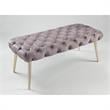 Posh Living Dia Button Tufted Velvet Bench with Metal Legs in Lilac/Gold