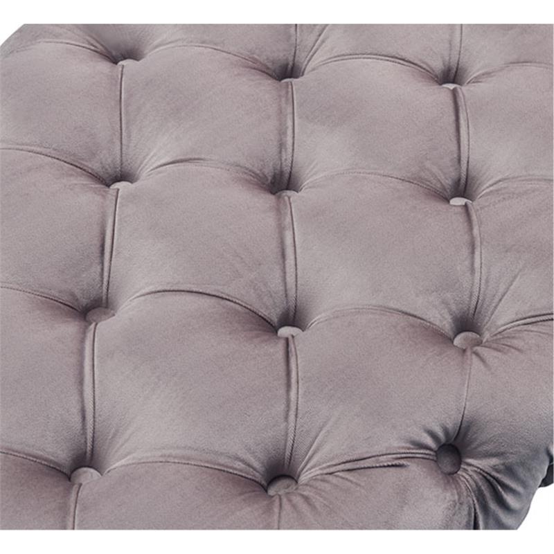 Posh Living Dia Button Tufted Velvet Bench with Metal Legs in Lilac/Gold