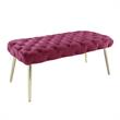 Posh Living Dia Button Tufted Velvet Bench with Metal Legs in Fuchsia/Gold