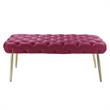 Posh Living Dia Button Tufted Velvet Bench with Metal Legs in Fuchsia/Gold