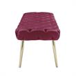 Posh Living Dia Button Tufted Velvet Bench with Metal Legs in Fuchsia/Gold