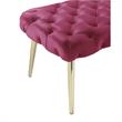 Posh Living Dia Button Tufted Velvet Bench with Metal Legs in Fuchsia/Gold