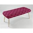 Posh Living Dia Button Tufted Velvet Bench with Metal Legs in Fuchsia/Gold