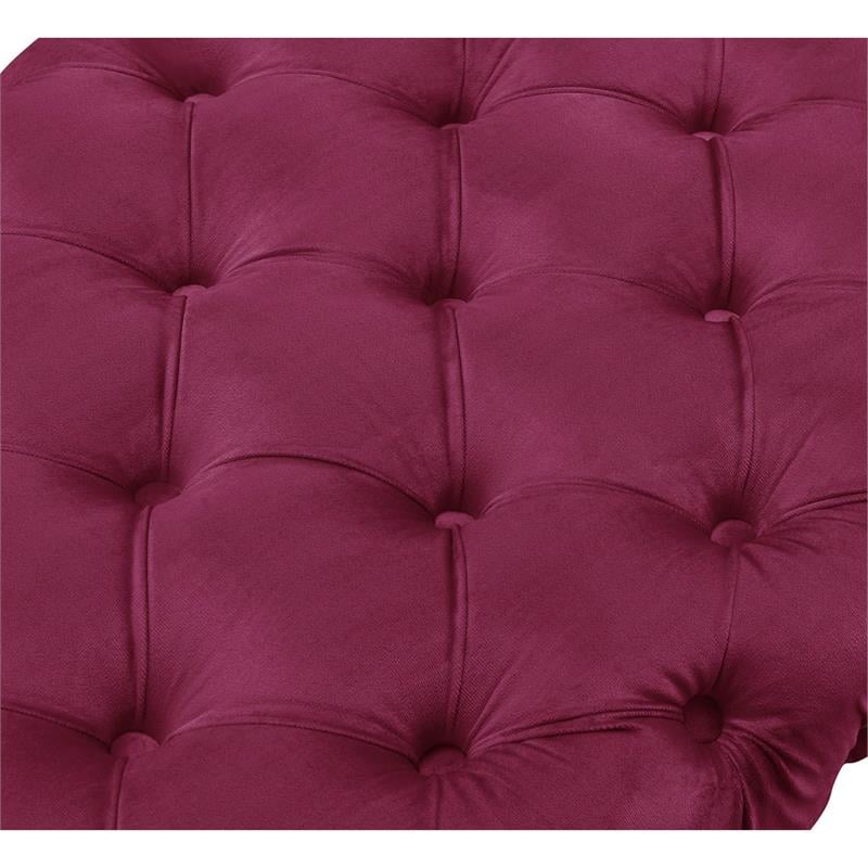 Posh Living Dia Button Tufted Velvet Bench with Metal Legs in Fuchsia/Gold