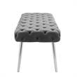 Posh Living Dia Button Tufted Velvet Bench with Metal Legs in Gray/Chrome