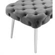 Posh Living Dia Button Tufted Velvet Bench with Metal Legs in Gray/Chrome