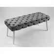 Posh Living Dia Button Tufted Velvet Bench with Metal Legs in Gray/Chrome