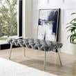 Posh Living Dia Button Tufted Velvet Bench with Metal Legs in Gray/Chrome