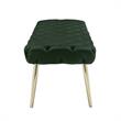 Posh Living Dia Button Tufted Velvet Bench with Metal Legs in Hunter Green/Gold