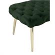 Posh Living Dia Button Tufted Velvet Bench with Metal Legs in Hunter Green/Gold