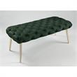 Posh Living Dia Button Tufted Velvet Bench with Metal Legs in Hunter Green/Gold