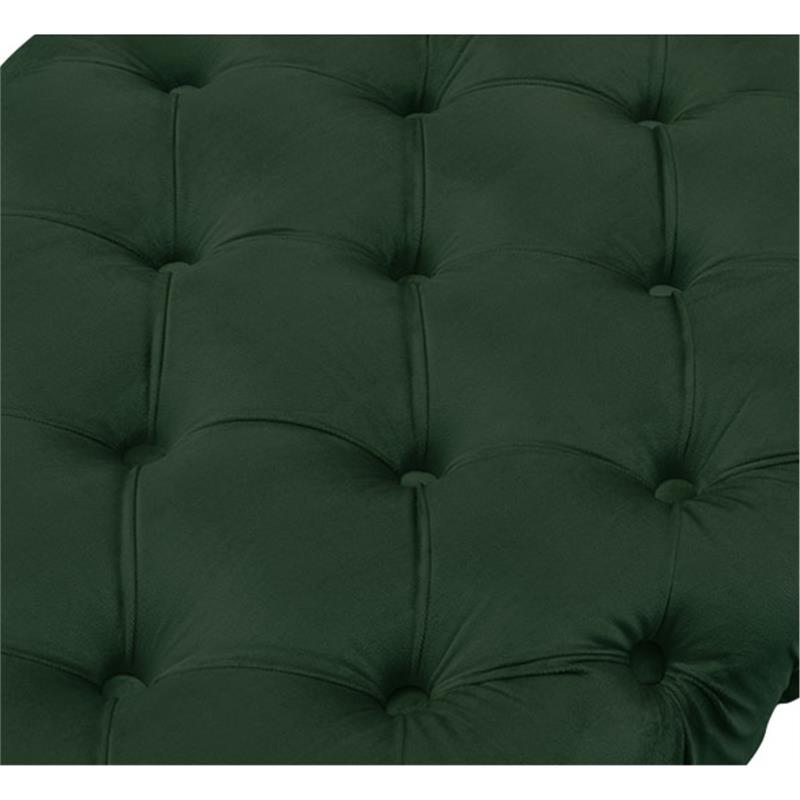 Posh Living Dia Button Tufted Velvet Bench with Metal Legs in Hunter Green/Gold