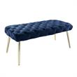 Posh Living Dia Button Tufted Velvet Bench with Metal Legs in Navy Blue/Gold
