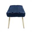 Posh Living Dia Button Tufted Velvet Bench with Metal Legs in Navy Blue/Gold
