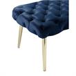 Posh Living Dia Button Tufted Velvet Bench with Metal Legs in Navy Blue/Gold