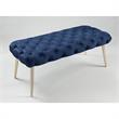 Posh Living Dia Button Tufted Velvet Bench with Metal Legs in Navy Blue/Gold