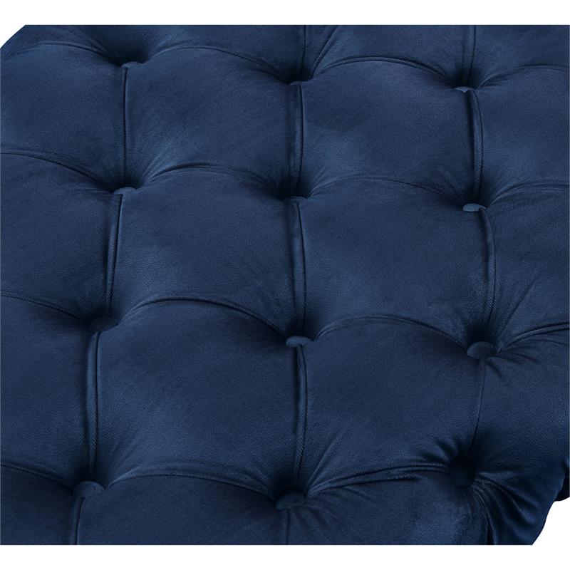 Posh Living Dia Button Tufted Velvet Bench with Metal Legs in Navy Blue/Gold